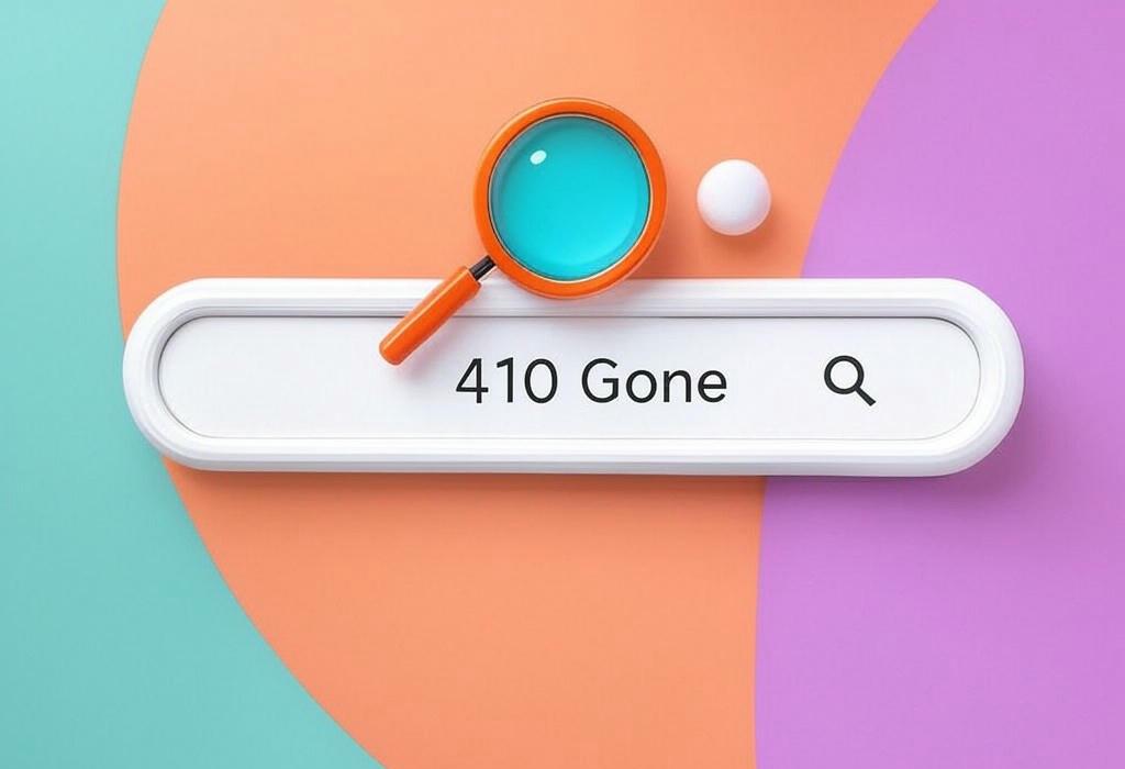 A search bar and a magnifying glass with a vivid gradient background exploring the topic of 410 Gone isn't just a bad day for your website. Learn what this permanent error means, why it happens, and how to fix it before your visitors (and Google) give up on you.