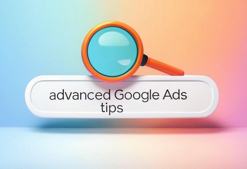 A search bar and a magnifying glass with a vivid gradient background exploring the topic of Advanced Google Ads tips that transform average campaigns into profit machines. Discover insider strategies the top marketers use but won't share. Ready to outperform your competition?