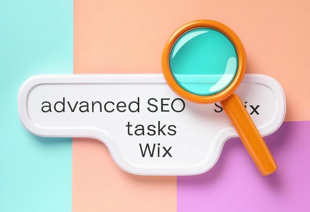 A search bar and a magnifying glass with a vivid gradient background exploring the topic of Advanced SEO tasks for Wix can transform your site from invisible to unstoppable. Unlock hidden features, boost rankings, and leave competitors wondering what your secret weapon is. Ready to level up?