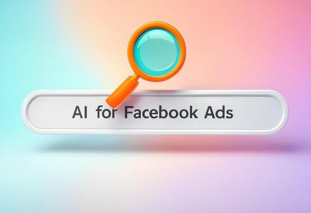 A search bar and a magnifying glass with a vivid gradient background exploring the topic of AI for Facebook Ads unleashes game-changing results with minimal effort. Boost conversions, slash ad costs, and outsmart competitors with powerful automation tools that do the heavy lifting for you.