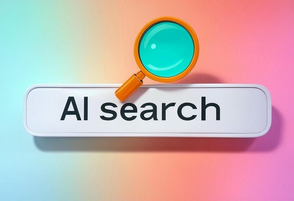 A search bar and a magnifying glass with a vivid gradient background exploring the topic of AI search is revolutionizing how people find information online. Discover powerful ways to leverage this technology and stay ahead of competitors while boosting your search visibility.