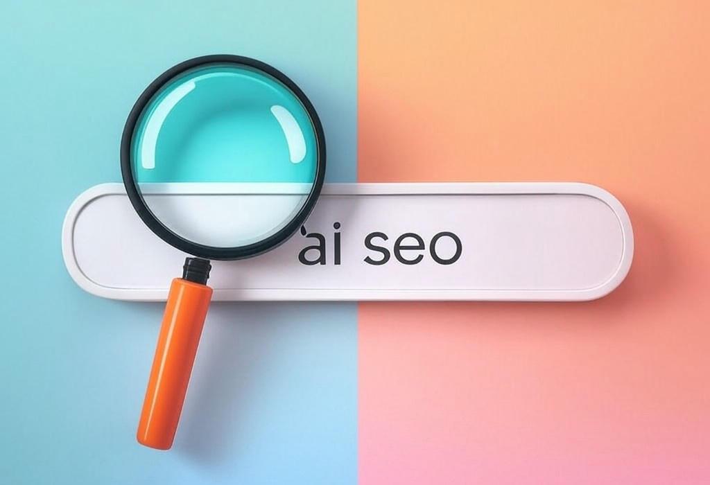 A search bar and a magnifying glass with a vivid gradient background exploring the topic of AI SEO transforms how you rank online! Discover game-changing strategies that boost visibility, drive traffic, and outsmart competitors. Ready to dominate search results without the guesswork?
