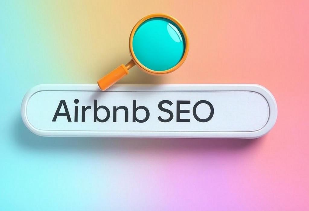 A search bar and a magnifying glass with a vivid gradient background exploring the topic of Airbnb SEO: Unlock hidden rental profits with our proven strategies. Boost visibility, attract more bookings, and outrank competitors without complex tech skills. Get more guests now!