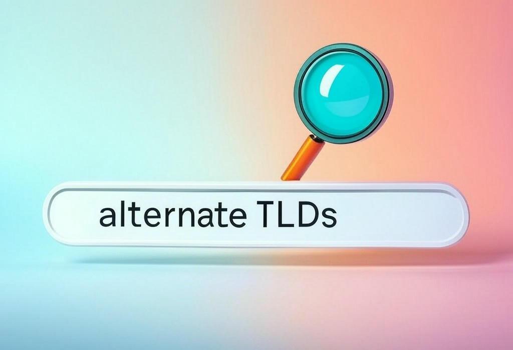 A search bar and a magnifying glass with a vivid gradient background exploring the topic of Alternate TLDs might be hurting your rankings! Discover if .com alternatives are costing you traffic and how to choose domain extensions that boost your SEO performance instead of tanking it.