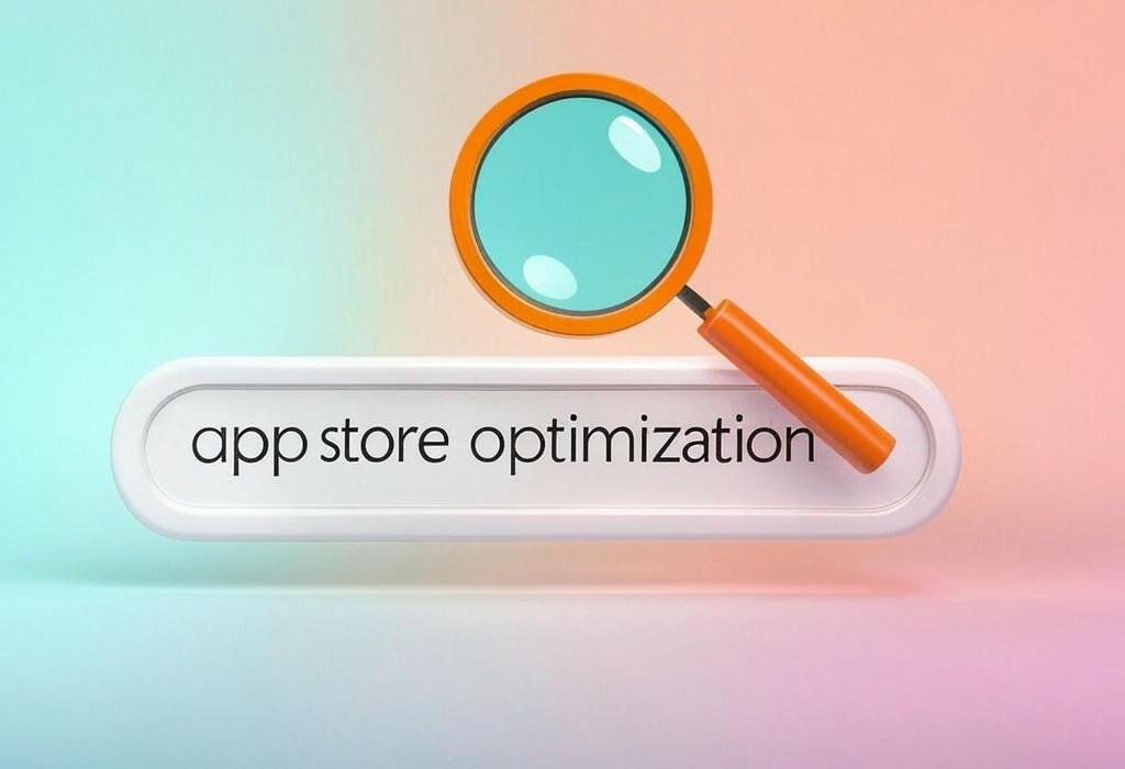A search bar and a magnifying glass with a vivid gradient background exploring the topic of App store optimization secrets that boost downloads and visibility! Learn how to rank higher, attract more users, and beat competitors with proven ASO strategies that actually work.