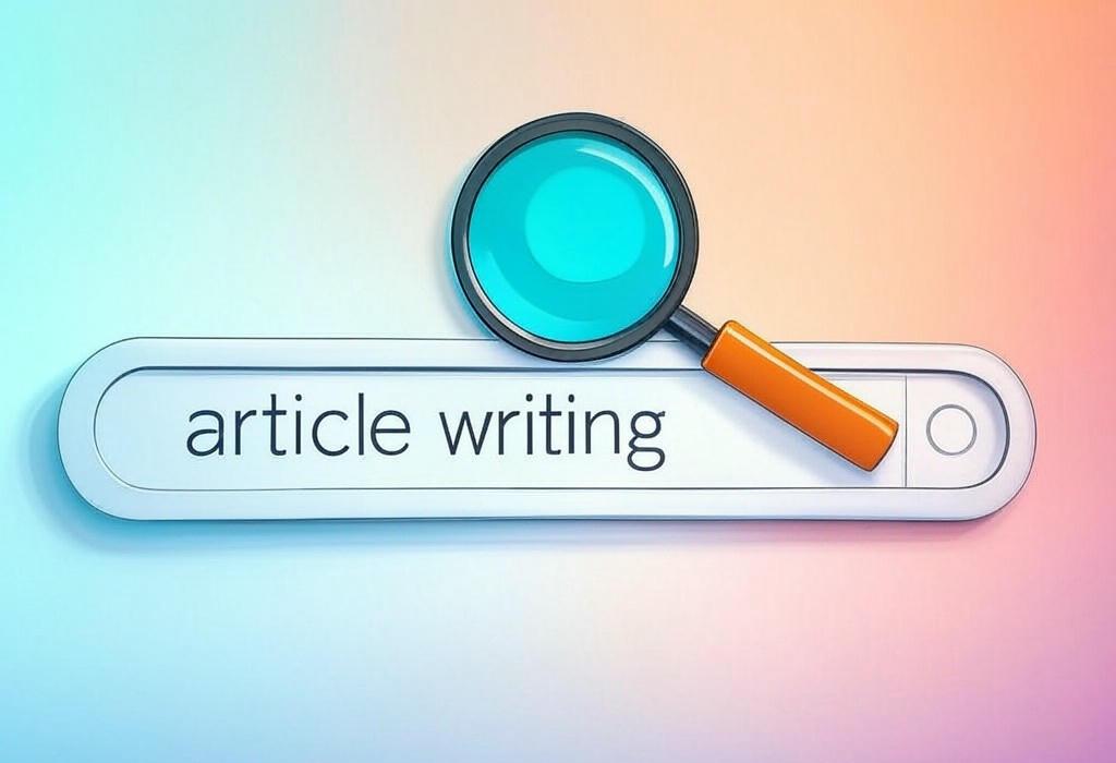 A search bar and a magnifying glass with a vivid gradient background exploring the topic of Article writing made simple: Discover insider secrets to craft engaging content that captivates readers and boosts your online presence. Ready to transform your words into magic?