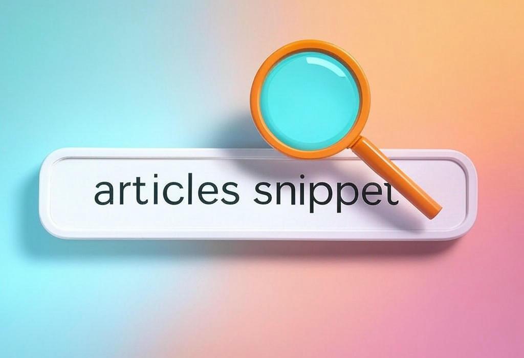 A search bar and a magnifying glass with a vivid gradient background exploring the topic of Articles snippet: Unlock Google's visibility goldmine! Learn how to optimize your content for this powerful feature and watch your traffic soar. Get the insider tricks now!