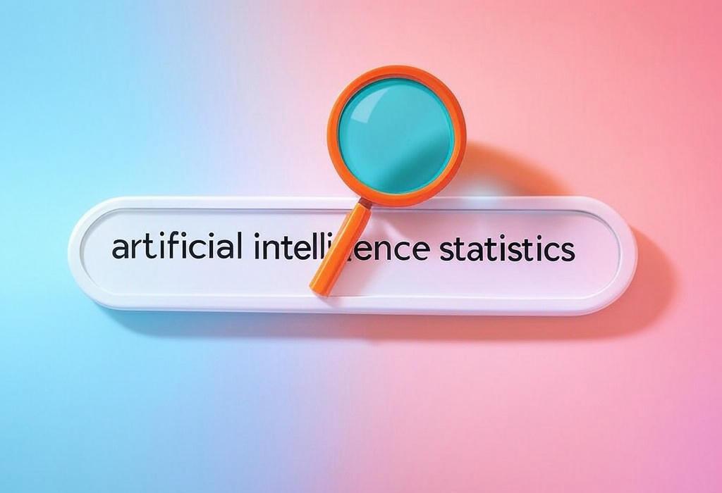 A search bar and a magnifying glass with a vivid gradient background exploring the topic of Artificial intelligence statistics reveal the shocking truth about AI's impact on our world. Discover mind-blowing facts that will transform how you see technology forever!