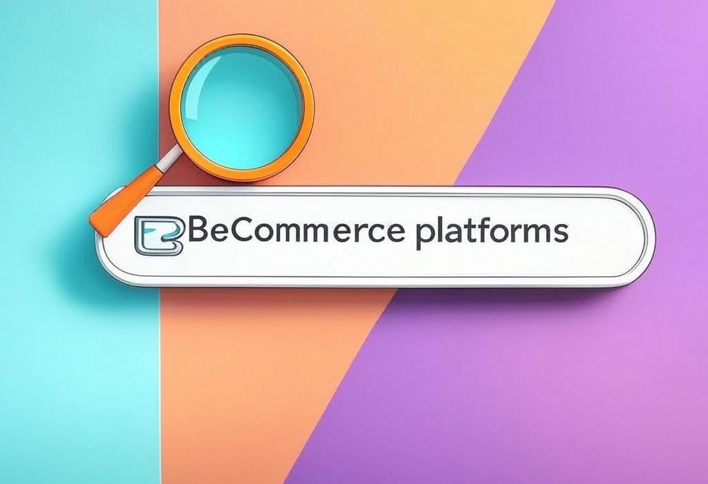 A search bar and a magnifying glass with a vivid gradient background exploring the topic of Looking for B2B eCommerce platforms that actually deliver results? Discover top solutions that streamline sales, increase conversions, and grow your business without the usual headaches.