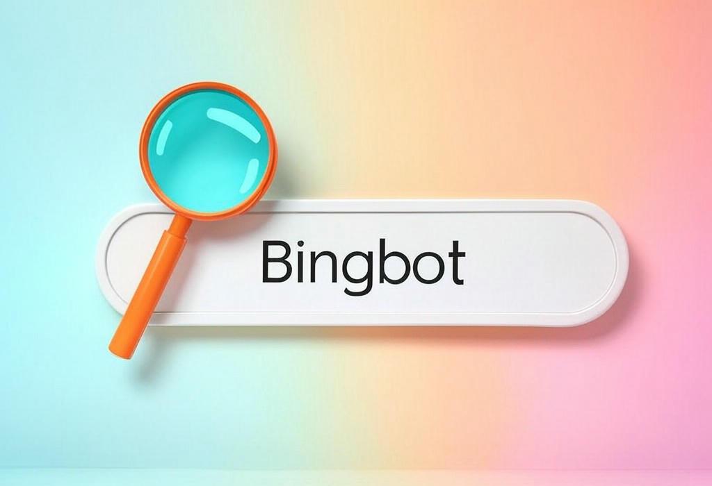 A search bar and a magnifying glass with a vivid gradient background exploring the topic of Bingbot: Microsoft's web crawler that explores the internet to help rank your site. Discover how it works and why optimizing for this search engine robot can boost your visibility online.