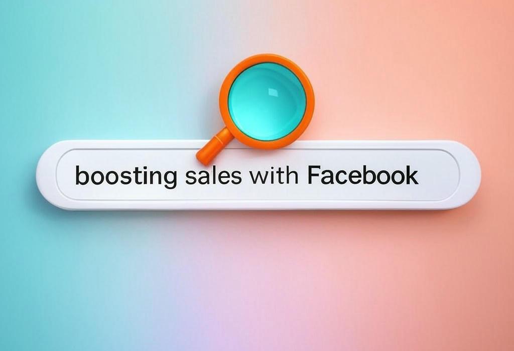 A search bar and a magnifying glass with a vivid gradient background exploring the topic of Boosting sales with Facebook is easier than you think! Discover proven strategies that transform likes into revenue. Unlock your business potential without spending a fortune.