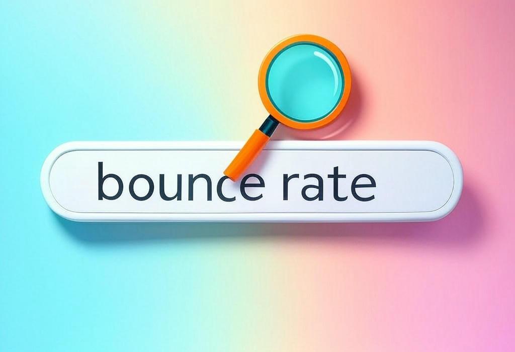 A search bar and a magnifying glass with a vivid gradient background exploring the topic of Bounce rate reveals the truth about your visitors. Are they staying or fleeing? Learn what causes high bounce rates and how to fix them for better engagement and conversions.