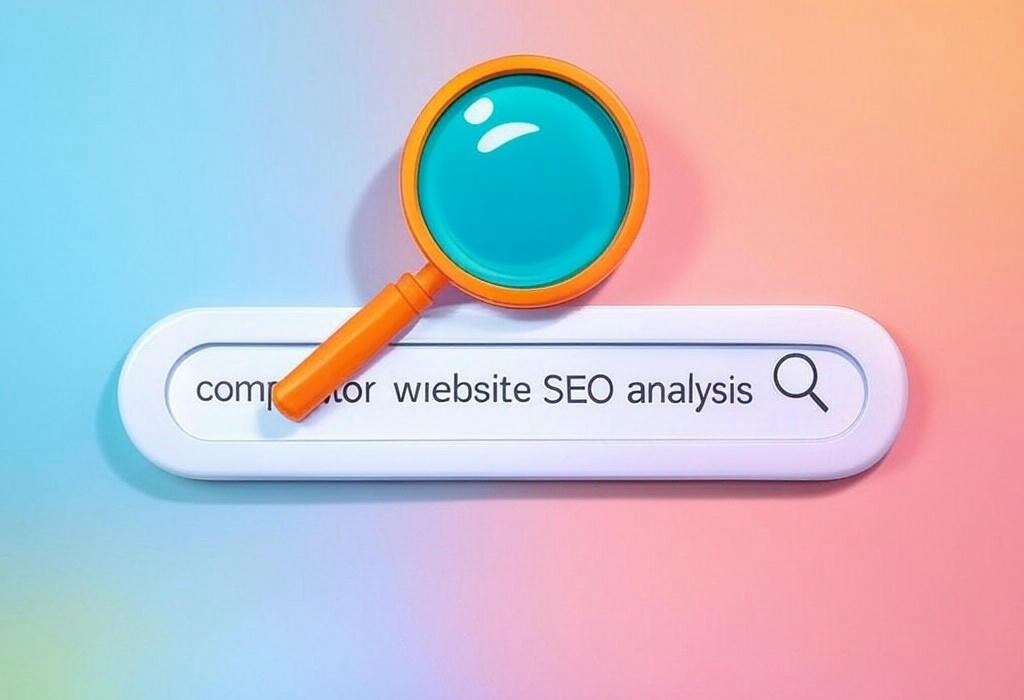 A search bar and a magnifying glass with a vivid gradient background exploring the topic of Competitor website SEO analysis made simple! Uncover hidden strategies, outrank rivals, and boost your rankings with our expert guide. Don't miss these game-changing tactics!