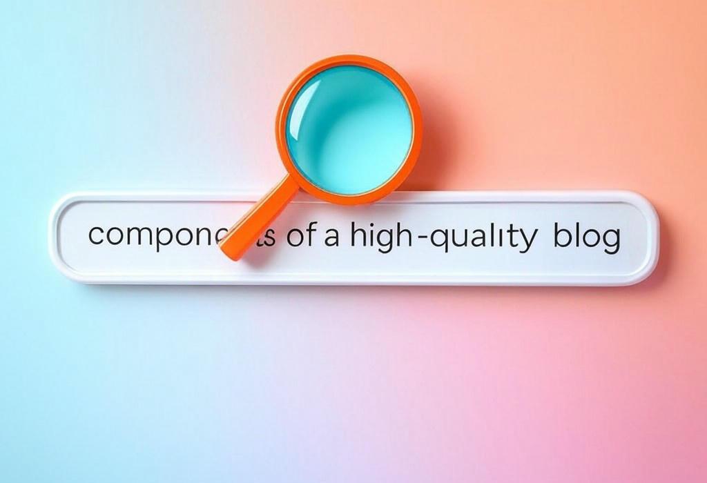 A search bar and a magnifying glass with a vivid gradient background exploring the topic of Components of a high quality blog revealed! Discover the essential elements that transform ordinary content into reader magnets. Unlock the secrets smart bloggers don't want you to know.