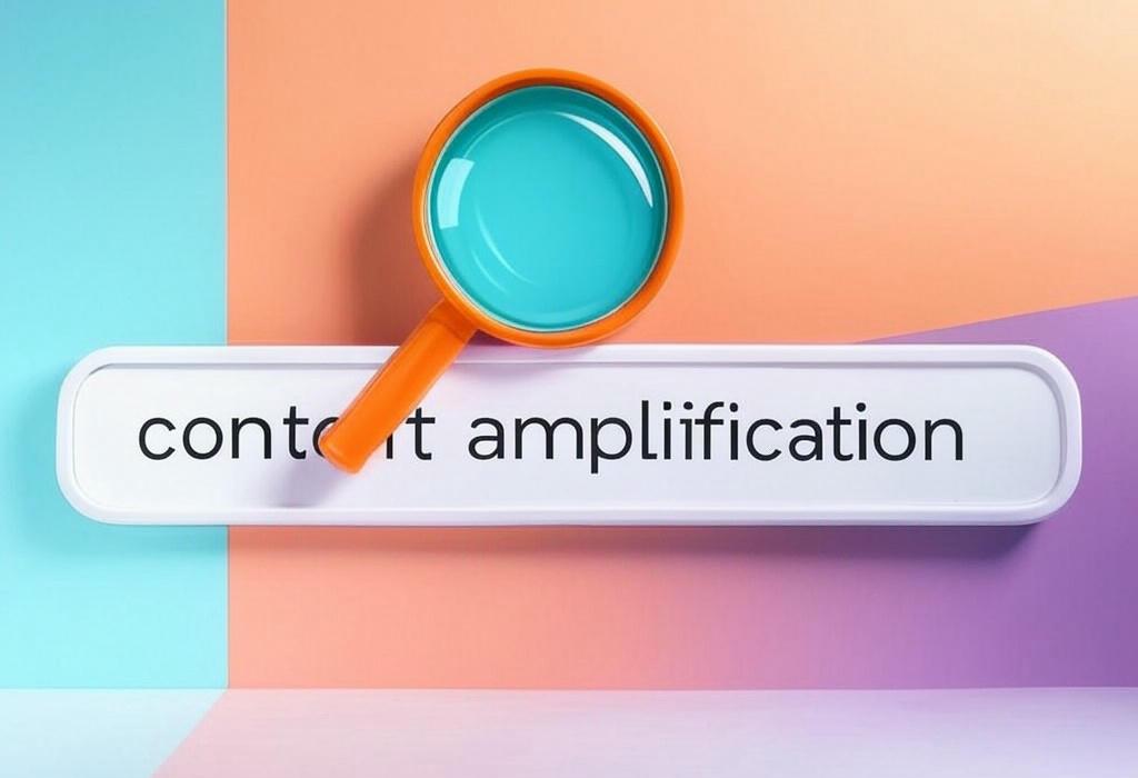 A search bar and a magnifying glass with a vivid gradient background exploring the topic of Content amplification strategies that skyrocket your reach and engagement. Discover proven tactics to get your content seen by the right audience and drive meaningful results!