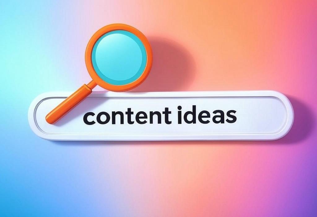 A search bar and a magnifying glass with a vivid gradient background exploring the topic of Content ideas that transform your strategy! Discover proven techniques to generate viral topics, engage your audience, and crush writer's block forever. Never stare at a blank page again!
