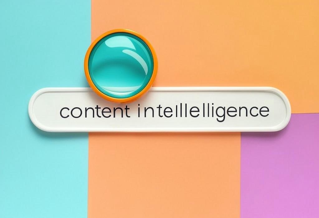 A search bar and a magnifying glass with a vivid gradient background exploring the topic of Content intelligence transforms your marketing strategy with AI-powered insights. Discover how to leverage data to create engaging content that converts visitors into loyal customers.