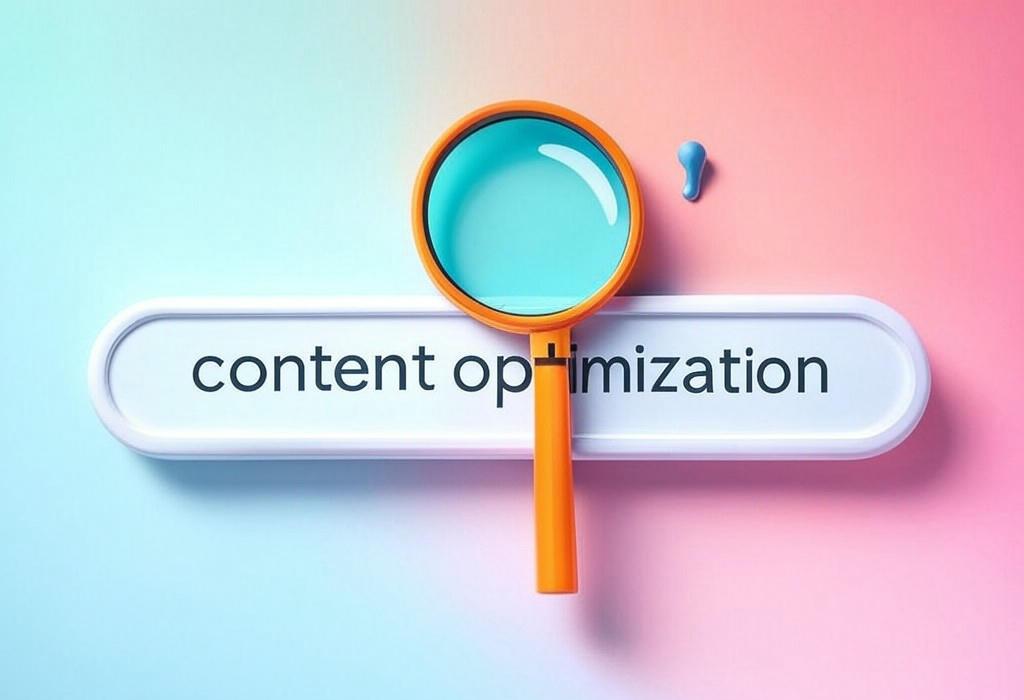 A search bar and a magnifying glass with a vivid gradient background exploring the topic of Content optimization secrets that boost rankings and engagement. Learn simple strategies to transform your content from invisible to irresistible. Click for expert tips!