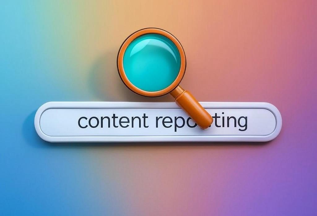 A search bar and a magnifying glass with a vivid gradient background exploring the topic of Content reporting unlocks the hidden potential of your marketing strategy. Discover how to measure success, prove ROI, and transform data into actionable insights that grow your business.