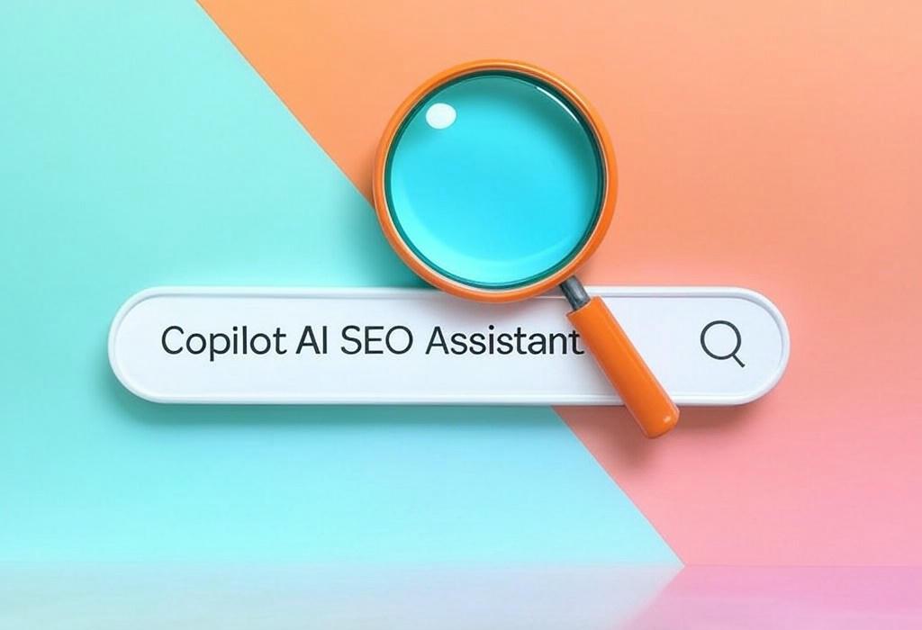 A search bar and a magnifying glass with a vivid gradient background exploring the topic of Copilot AI SEO Assistant transforms your content strategy with intelligent insights. Discover how this game-changing tool boosts rankings and saves hours of work without the steep learning curve.