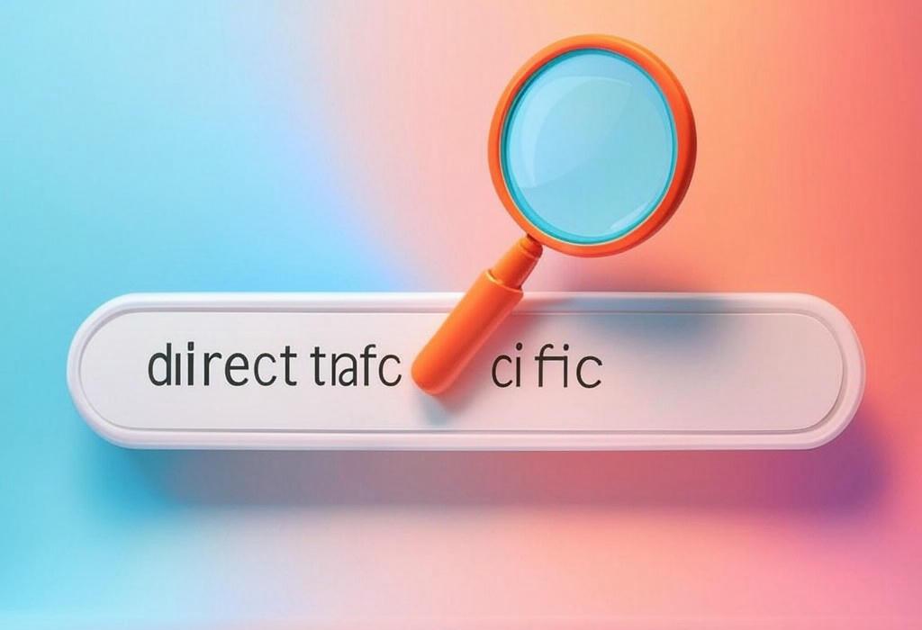 A search bar and a magnifying glass with a vivid gradient background exploring the topic of Direct traffic mysteries solved! Discover what this Google Analytics data really means and how to unveil hidden sources of website visits. Stop guessing where your visitors come from.