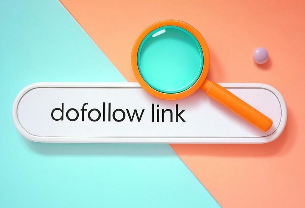 A search bar and a magnifying glass with a vivid gradient background exploring the topic of Dofollow links pass SEO juice to boost your rankings. Learn what they are, how they differ from nofollow, and why every website owner needs them for higher search visibility.