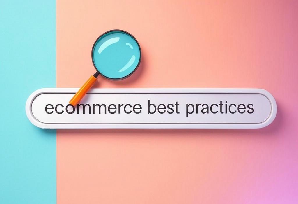 A search bar and a magnifying glass with a vivid gradient background exploring the topic of Discover ecommerce best practices that transform average stores into conversion machines. Get insider tips to boost sales, enhance customer loyalty, and outperform competitors without breaking the bank.
