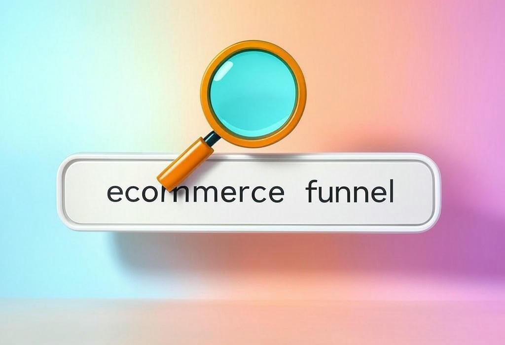 A search bar and a magnifying glass with a vivid gradient background exploring the topic of Unlock your ecommerce funnel secrets! Discover proven steps to convert browsers into buyers and skyrocket sales. Stop losing customers at checkout and start maximizing your conversion power today.