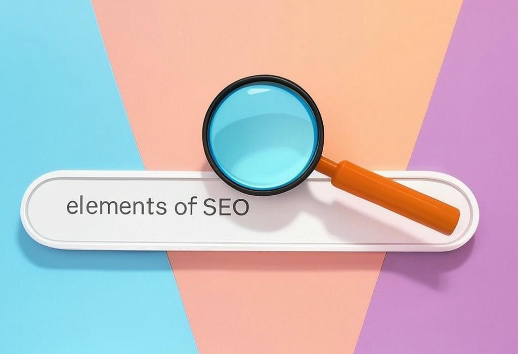 A search bar and a magnifying glass with a vivid gradient background exploring the topic of Discover the essential elements of SEO that can skyrocket your rankings! Our expert guide reveals insider tricks to outrank competitors and attract more visitors to your website. Don't miss these game-changing tips!