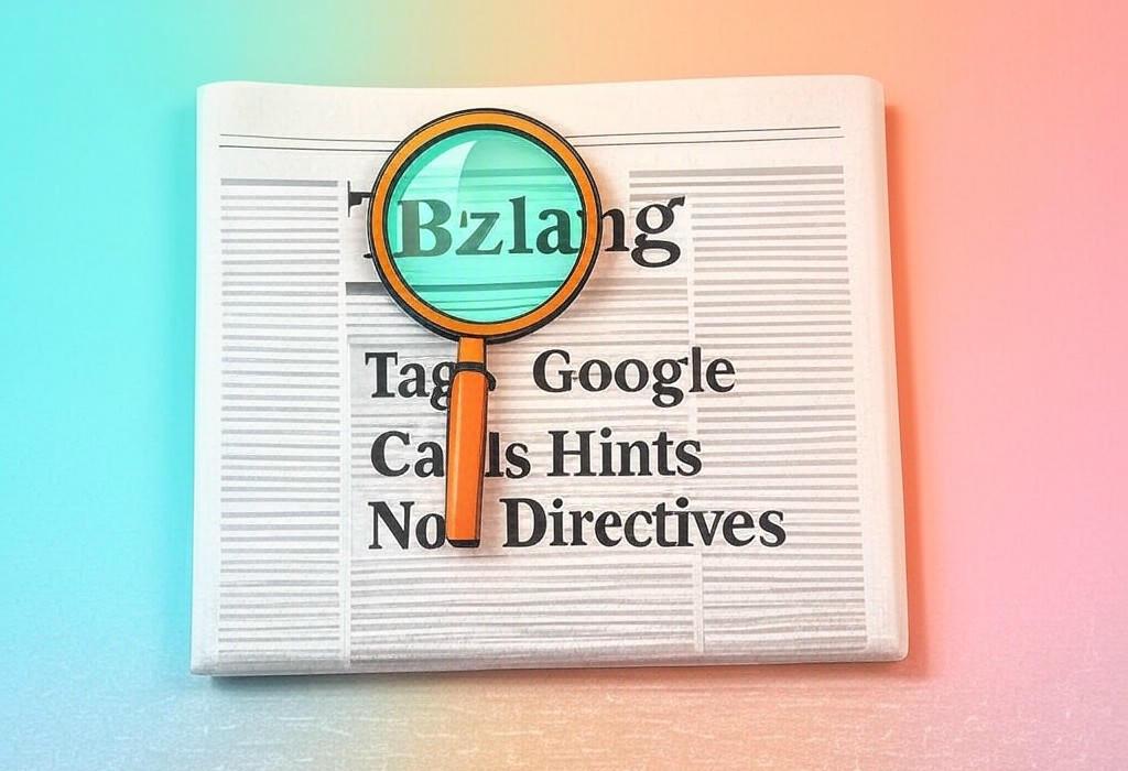 A newspaper and a magnifying glass with a vivid gradient background exploring the topic of Hreflang tags bombshell: Google says they're just hints, not rules! Are you sure your international targeting is working? See what this means now.