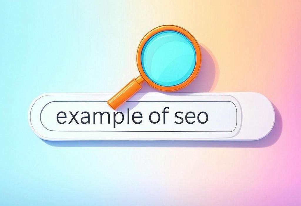 A search bar and a magnifying glass with a vivid gradient background exploring the topic of Examples of SEO that actually work! Discover real-world strategies that boost rankings and drive traffic. Find out how simple tweaks can transform your website's visibility and outrank competitors.