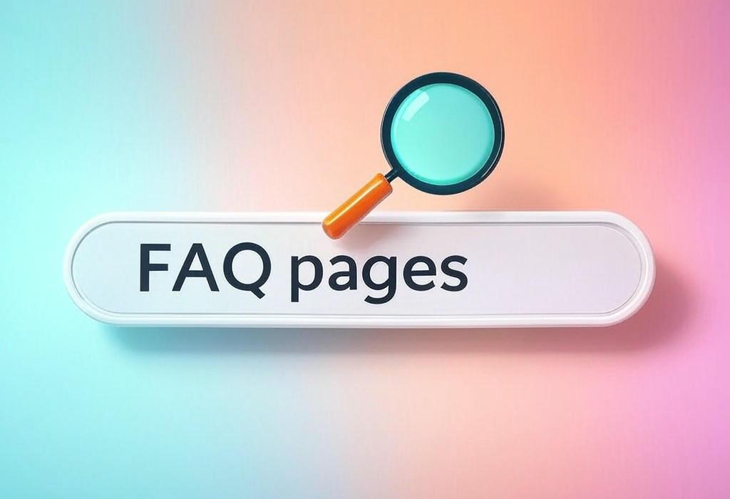A search bar and a magnifying glass with a vivid gradient background exploring the topic of FAQ pages transform your website into a customer service hero. Learn how to create high-converting FAQ sections that answer questions before visitors even ask them!