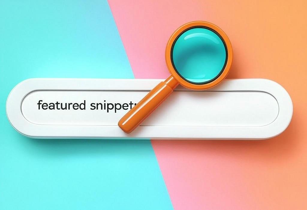A search bar and a magnifying glass with a vivid gradient background exploring the topic of Featured snippets can catapult your content to position zero on Google. Discover insider tactics to capture these coveted spots and watch your traffic soar while competitors wonder how you did it.