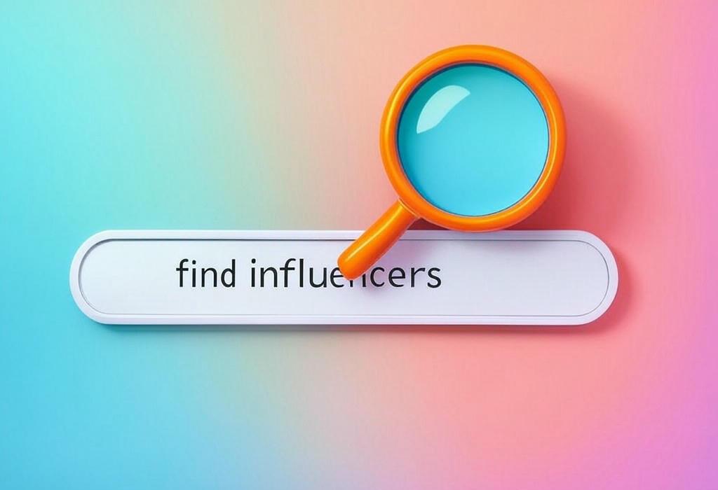 A search bar and a magnifying glass with a vivid gradient background exploring the topic of Find influencers who can skyrocket your brand's reach! Discover proven strategies to connect with the perfect content creators for your niche and turn followers into customers.