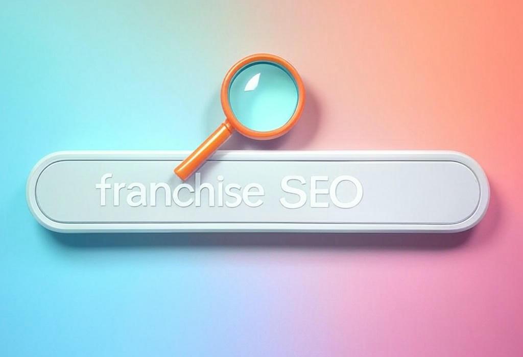 A search bar and a magnifying glass with a vivid gradient background exploring the topic of Franchise SEO secrets revealed! Boost your multi-location business visibility, outrank competitors, and attract more customers with our proven strategies. Ready to dominate local searches?