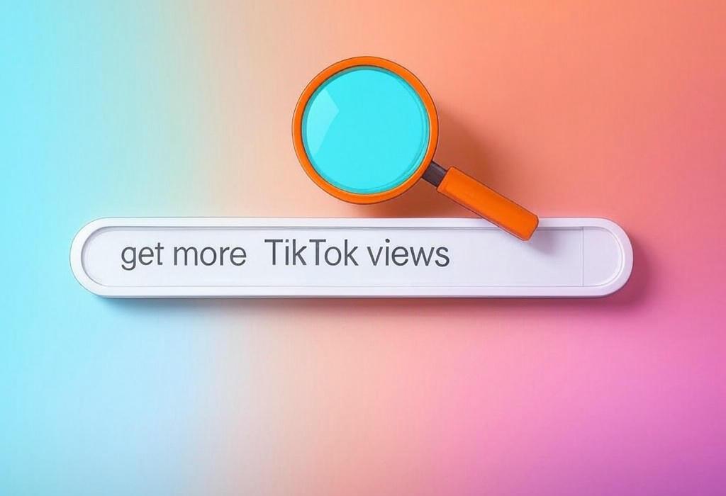 A search bar and a magnifying glass with a vivid gradient background exploring the topic of Get more TikTok views with these proven strategies that actually work! Discover insider secrets to boost your content's reach and watch your follower count explode. Ready to go viral?