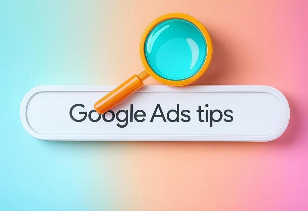 A search bar and a magnifying glass with a vivid gradient background exploring the topic of Google Ads tips that actually work! Boost your ROI and stop wasting money on clicks that don't convert. Learn insider strategies to slash costs and skyrocket your results fast.