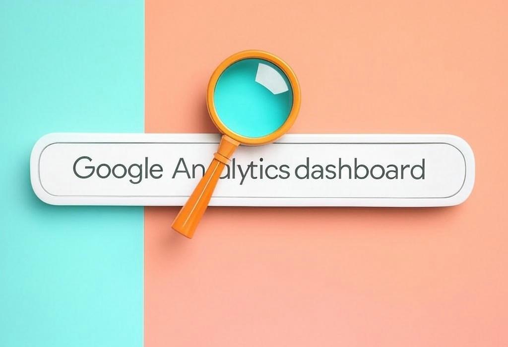 A search bar and a magnifying glass with a vivid gradient background exploring the topic of Unlock your Google Analytics dashboard secrets! Transform raw data into actionable insights and boost your website's performance with our expert tips. Start measuring what matters today.
