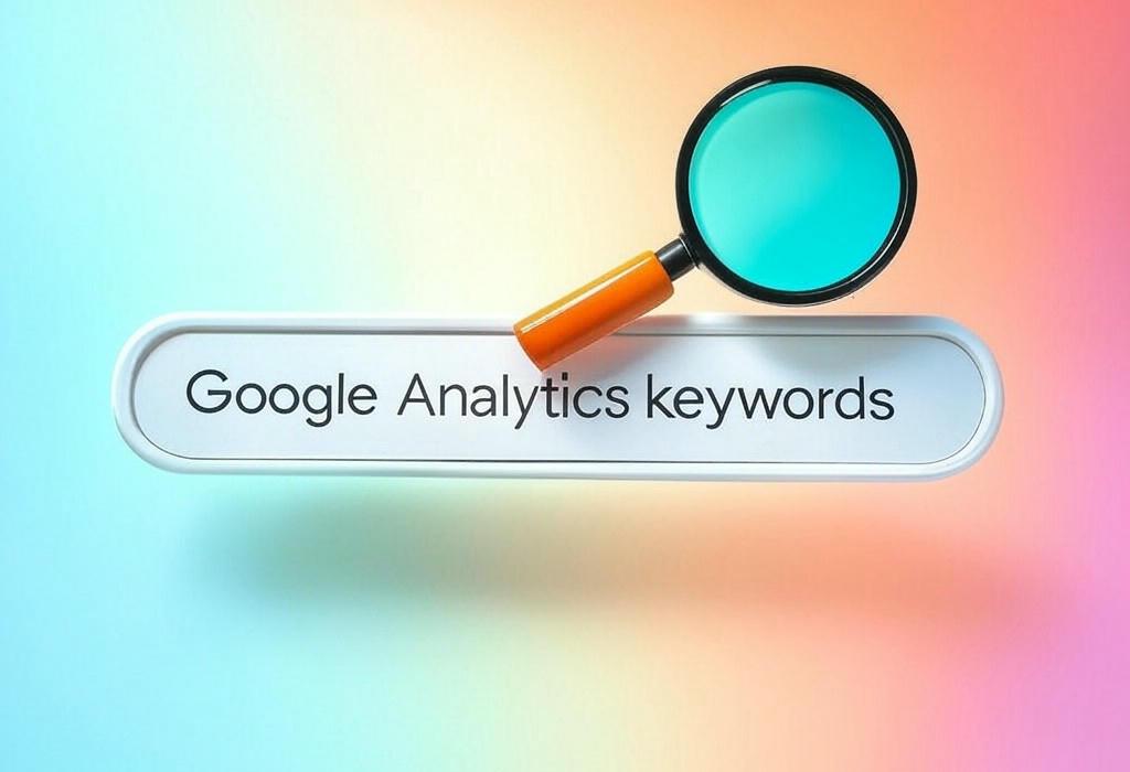 A search bar and a magnifying glass with a vivid gradient background exploring the topic of Google Analytics keywords unlock hidden website traffic secrets! Discover how to boost your SEO rankings, understand visitor behavior, and outshine competitors with these powerful tracking tools.