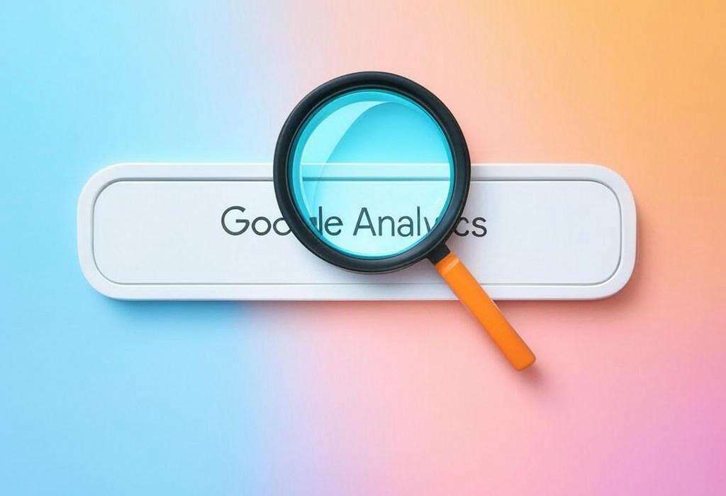 A search bar and a magnifying glass with a vivid gradient background exploring the topic of Google Analytics users can unlock hidden website insights that most site owners miss. Learn to decode visitor behavior, boost conversions, and make data-driven decisions that actually work!