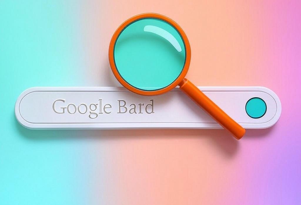A search bar and a magnifying glass with a vivid gradient background exploring the topic of Google Bard is revolutionizing AI conversations! Discover how this powerful chatbot can answer questions, boost creativity, and simplify complex tasks for you. Unlock its potential today.
