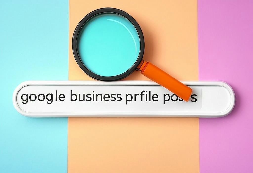 A search bar and a magnifying glass with a vivid gradient background exploring the topic of Google Business Profile posts unlock free visibility for your local business. Learn how to attract more customers, stand out from competitors, and drive real traffic with engaging content.