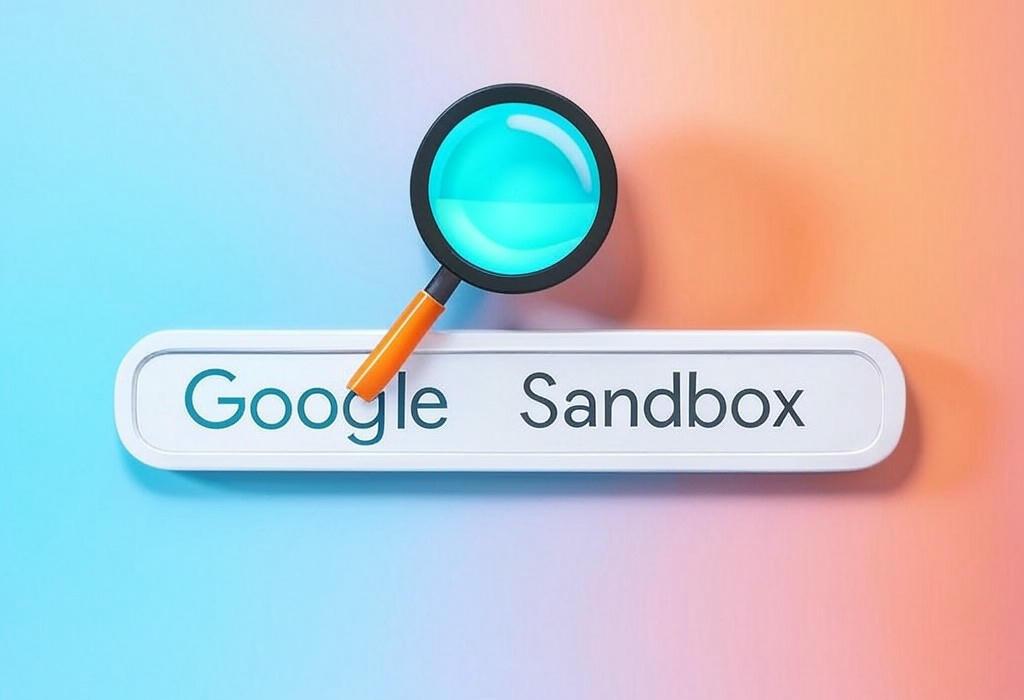 A search bar and a magnifying glass with a vivid gradient background exploring the topic of Google Sandbox: Is your new site trapped in SEO limbo? Learn how this temporary holding phase affects rankings and discover proven escape strategies to boost your visibility faster.