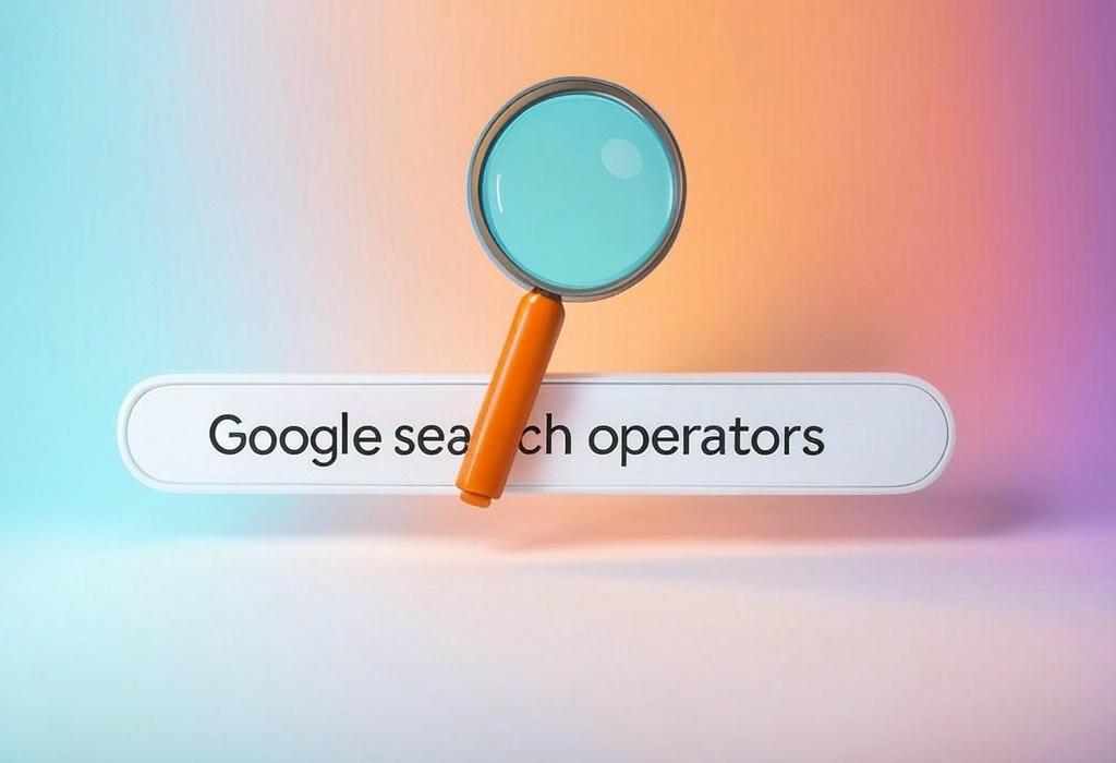A search bar and a magnifying glass with a vivid gradient background exploring the topic of Google search operators: Unlock hidden search powers! Master these secret commands to find exactly what you need while others waste time scrolling through irrelevant results. Your shortcut to search mastery.