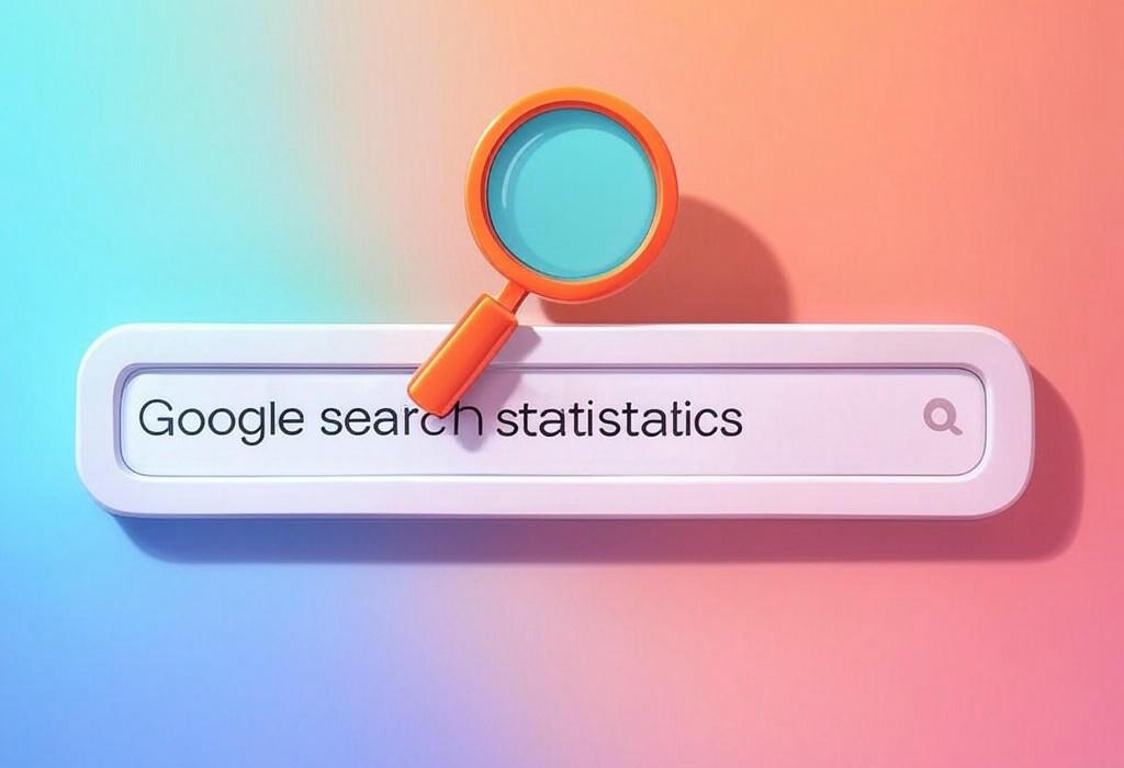 A search bar and a magnifying glass with a vivid gradient background exploring the topic of Google search statistics reveal mind-blowing facts about our online habits. Discover surprising search trends and powerful data points that will transform how you understand internet behavior.