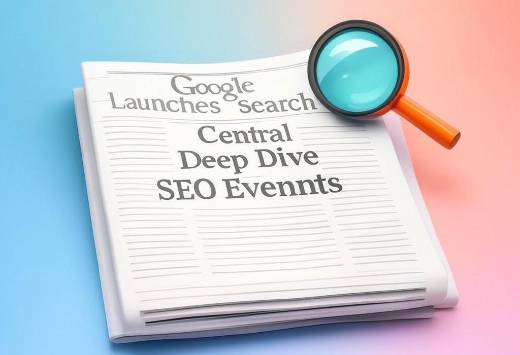 A newspaper and a magnifying glass with a vivid gradient background exploring the topic of Ready for Google Search Central Deep Dives? Unlock exclusive SEO secrets & direct access to the team. See what these new events mean for your site.