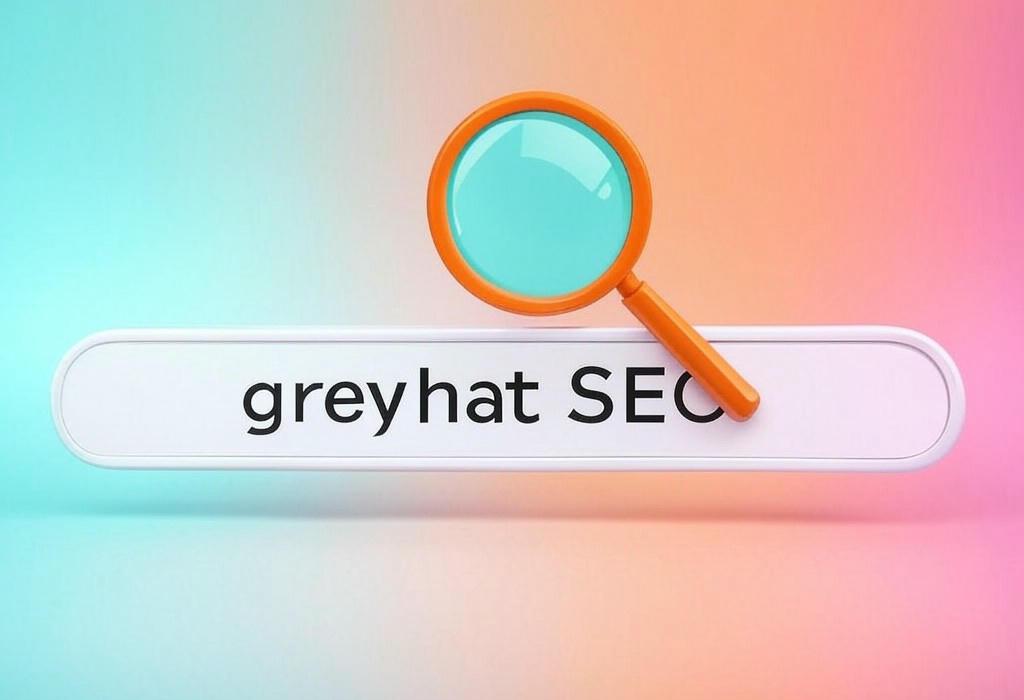A search bar and a magnifying glass with a vivid gradient background exploring the topic of Grey hat SEO walks the line between white and black hat tactics. Discover these risky but effective techniques that might boost your rankings without triggering penalties. Worth the gamble?
