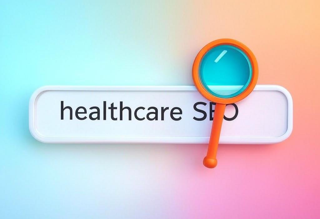 A search bar and a magnifying glass with a vivid gradient background exploring the topic of Healthcare SEO secrets revealed! Boost your medical practice visibility and attract more patients with proven strategies that outrank competitors. Get more appointments starting today.
