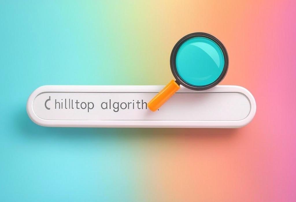 A search bar and a magnifying glass with a vivid gradient background exploring the topic of The Hilltop algorithm revolutionized search rankings by prioritizing authoritative sources. Discover how this game-changing Google innovation can boost your site's visibility and credibility!