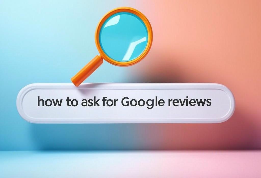 A search bar and a magnifying glass with a vivid gradient background exploring the topic of Wondering how to ask for Google reviews without sounding pushy? Discover 5 proven tactics that boost your ratings and get customers raving about your business. Click for simple strategies!